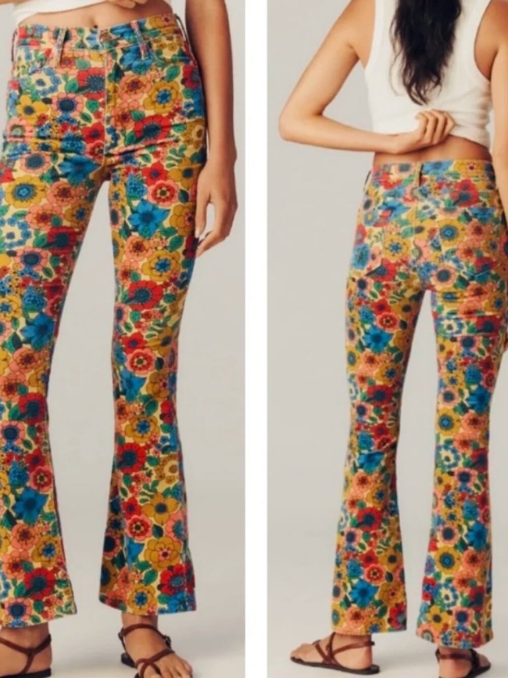 NWT MOTHER High Waisted Weekender Skimp Corduroy In Track And Flower Fields 27